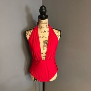Red one piece swimsuit